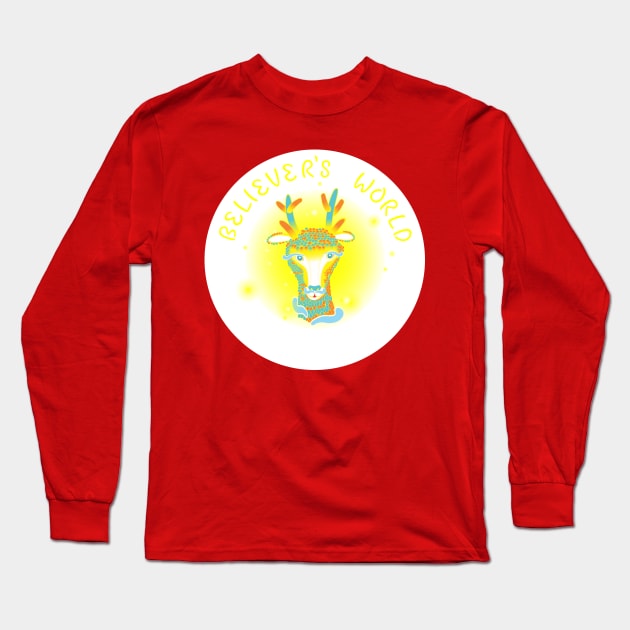 (Texted Plain Bright Colors Version) Believer's World Resident Wopwop Long Sleeve T-Shirt by Believer's World The Other World The Eternal World